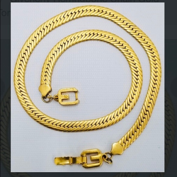 Givenchy Jewelry - GIVENCHY Herringbone Gold Tone Chain Necklace